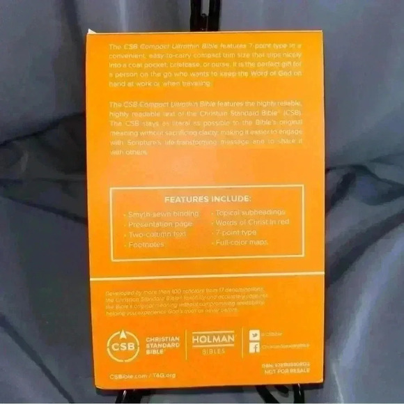 New Holman Christian Ultra-Thin Bible Brown Leather Touch 7-point, Footnotes - Picture 4 of 5